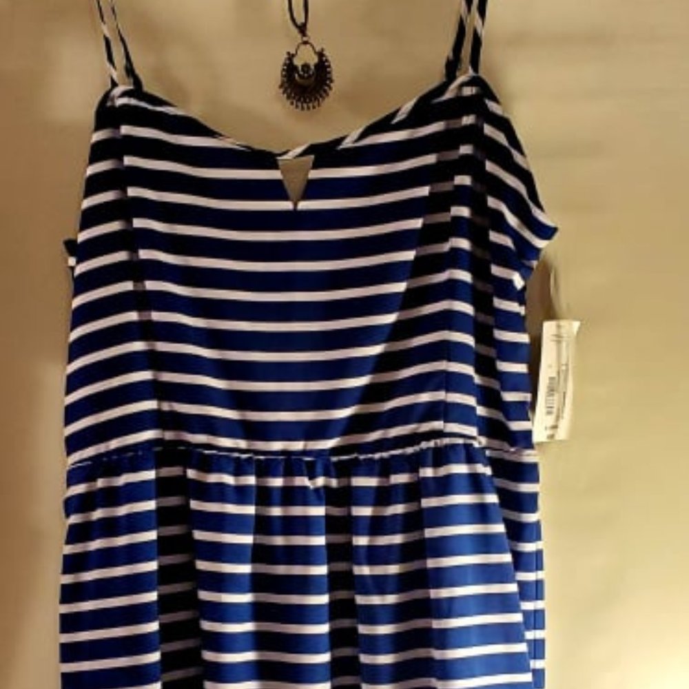 Blue and white stripped dress, size 16